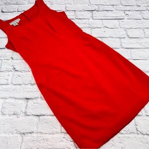 Dressbarn Dress Size 4 Red Midi Fitted Sheath Sleeveless Knee Length Party